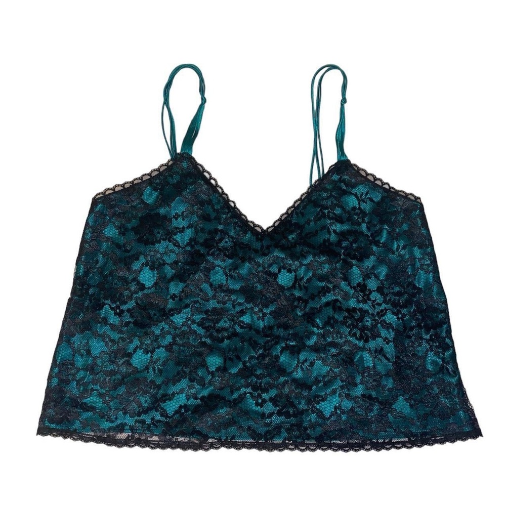 Victoria's Secret Teal and Black Satin Camisole